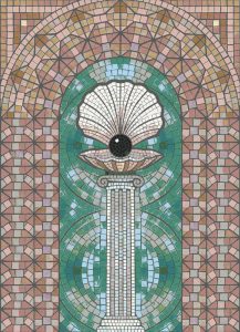 Classical Shell and Column Mosaic Art