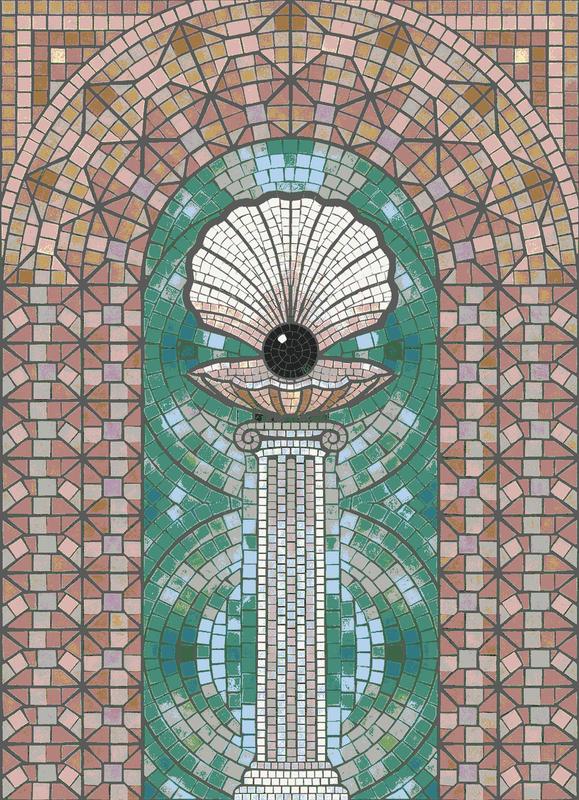 Classical Shell and Column Mosaic Art