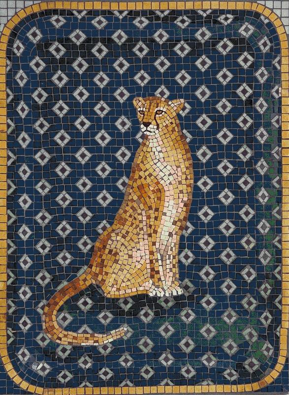 Elegant Golden Cat Mosaic Art - 60x81 cm