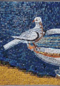 White Dove Mosaic Art – Serene Blue & Gold