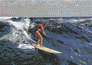 Surfer on a Wave Mosaic Art – 70×50 cm