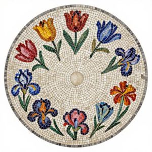 Art Nouveau Spring Flower Wreath Mosaic