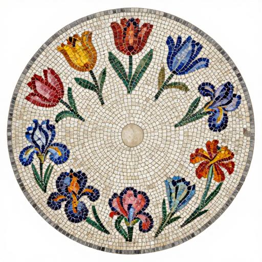 Art Nouveau Spring Flower Wreath Mosaic