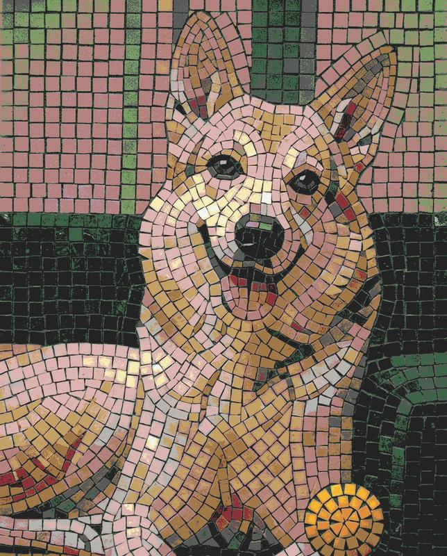 Mosaic Portrait of a Friendly Dog - 60x75 cm