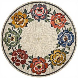 Custom Peony Flower Wreath Mosaic Art