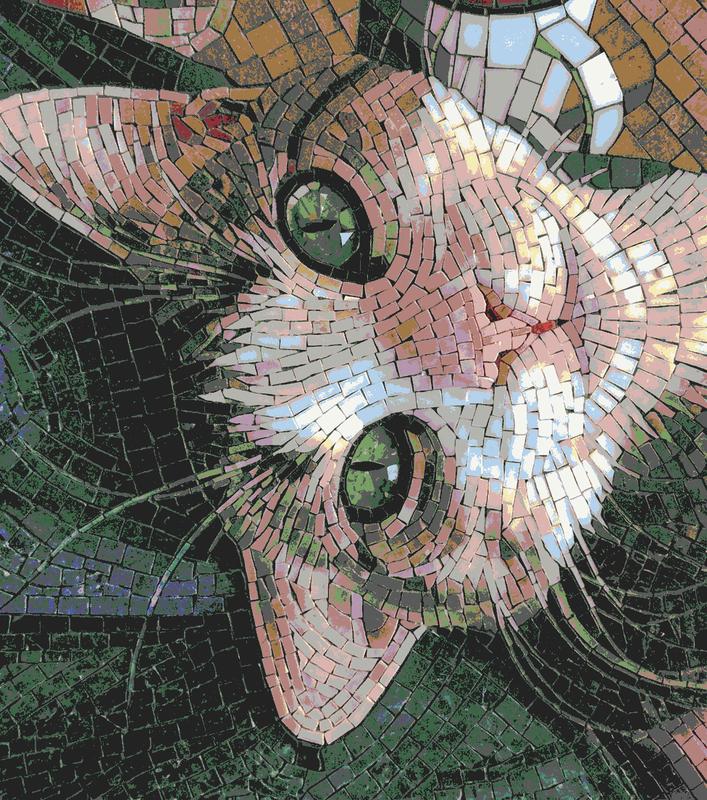 Mosaic Cat Portrait - Modern AI Art