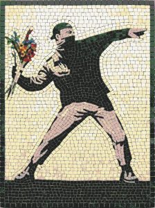 Romantic Gesture Mosaic Art – Man with Flowers