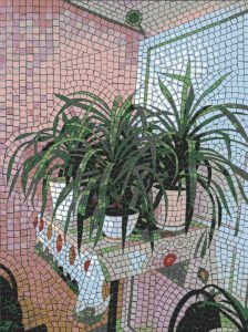 Green Potted Plants Mosaic Art – 60×80 cm