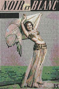 Elegant Woman in Flowing Gown Mosaic Art