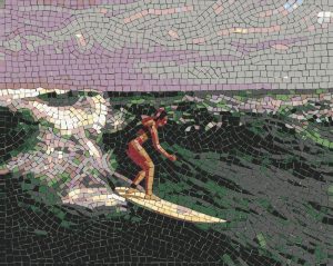 Surfer on a Wave Mosaic Art