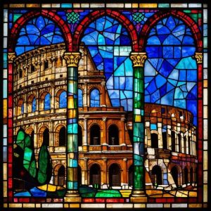 Roman Colosseum Stained Glass Mosaic Art