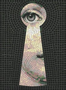 Mysterious Eye Keyhole Mosaic Art