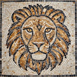 Roman Style Lion Head Mosaic – Opus Tessellatum Art