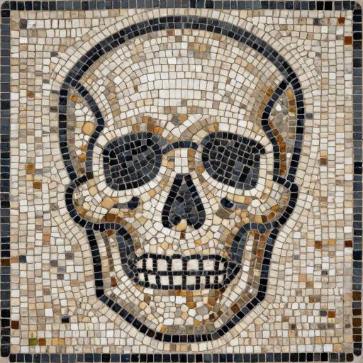 Vintage Skull Mosaic Art - Opus Tessellatum
