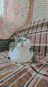 Mosaic Art Portrait of a Serene Cat