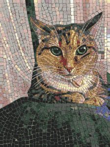 Golden Tabby Cat Mosaic Art – 60×80 cm