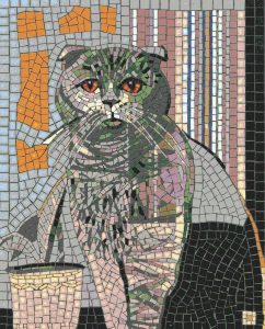 Grey Cat Mosaic Art Portrait