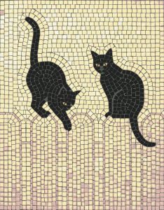 Elegant Black Cats Mosaic Art