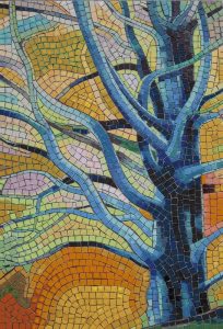 Blue Tree Mosaic Art – Nature’s Serenity
