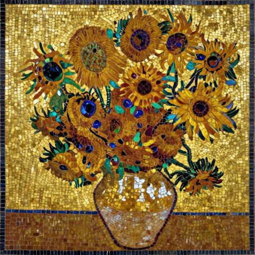 Van Gogh Sunflowers Byzantine Mosaic Art