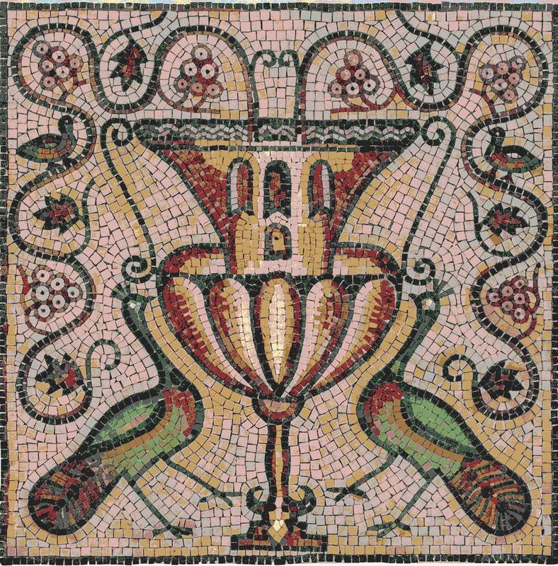 Classical Bird and Vase Mosaic Art - 60x60 cm