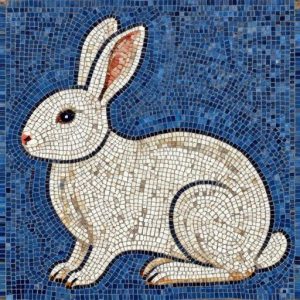 White Hare Mosaic Art – Opus Tessellatum Style