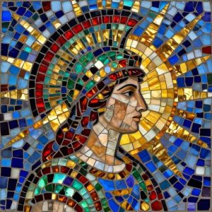 Athena Goddess Mosaic Art – Opus Incertum Style