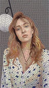 Serene Woman Mosaic Portrait – Classical AI Art