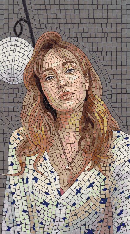 Serene Woman Mosaic Portrait - Classical AI Art