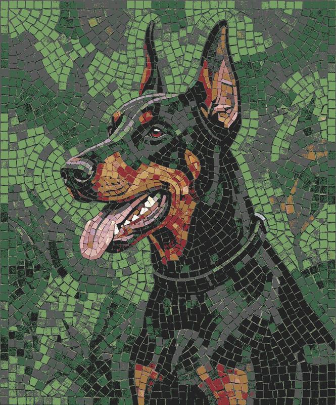 Doberman Mosaic Art - Classic Dog Portrait