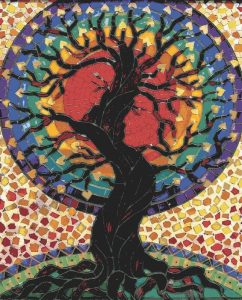 Cosmic Tree of Life Mosaic Art