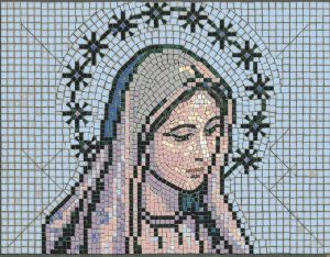 Serene Mosaic Portrait of the Virgin Mary