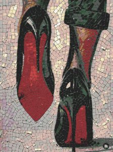 Elegant Red Sole High Heels Mosaic Art