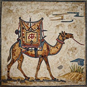Desert Camel Mosaic Art – Opus Tessellatum Style