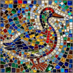 Colorful Swan Mosaic Art – Opus Incertum Style