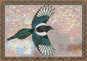 Flying Bird Mosaic Art – Pastel Background