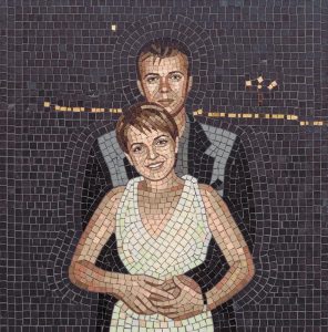 Romantic Couple Mosaic Portrait – Elegant Wall Art