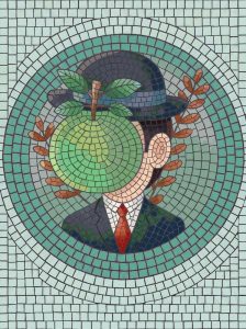 Surreal Apple Man Mosaic Art – 30×40 cm