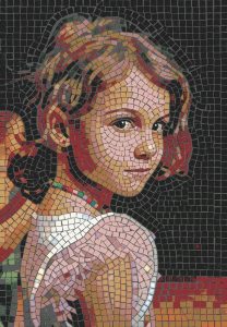 Classic Mosaic Portrait of a Young Girl