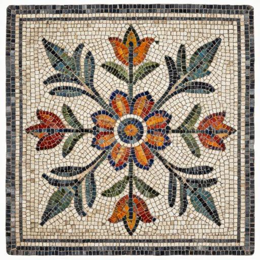 Handcrafted Floral Opus Tessellatum Mosaic Art