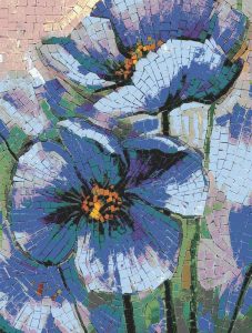 Blue Poppies Mosaic Art – 60×80 cm