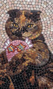 Brown Tabby Cat with Star Pillow Mosaic Art