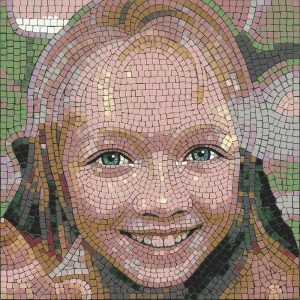 Smiling Woman Mosaic Portrait – 60×60 cm