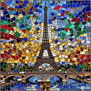Colorful Paris Mosaic – Eiffel Tower & Pont Alexandre III