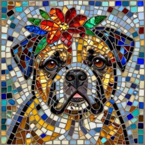 Smiling French Bulldog Mosaic Art – Custom Opus Incertum