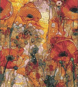 Vibrant Poppy Field Mosaic Art