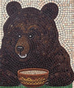 Brown Bear with Bowl Mosaic Art