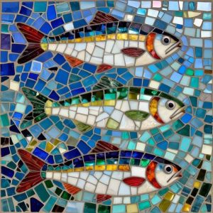 Three Sardines in the Sea – Opus Incertum Mosaic Art