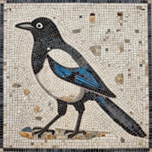 Custom Opus Tessellatum Magpie Mosaic Art
