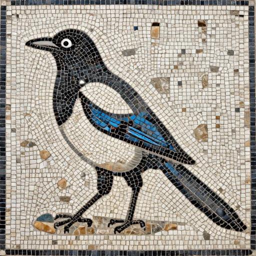 Custom Opus Tessellatum Magpie Mosaic Art
